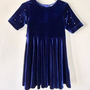 Florence Eiseman Blue Velvet Dress With Pearls Girls Size 4